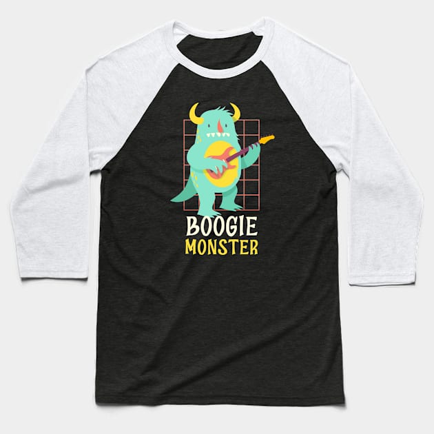 Boogie Monster, Funny Music Pun Baseball T-Shirt by DeliriousSteve